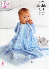 Knitting Pattern - King Cole 5695 - Fjord DK - Baby Blankets